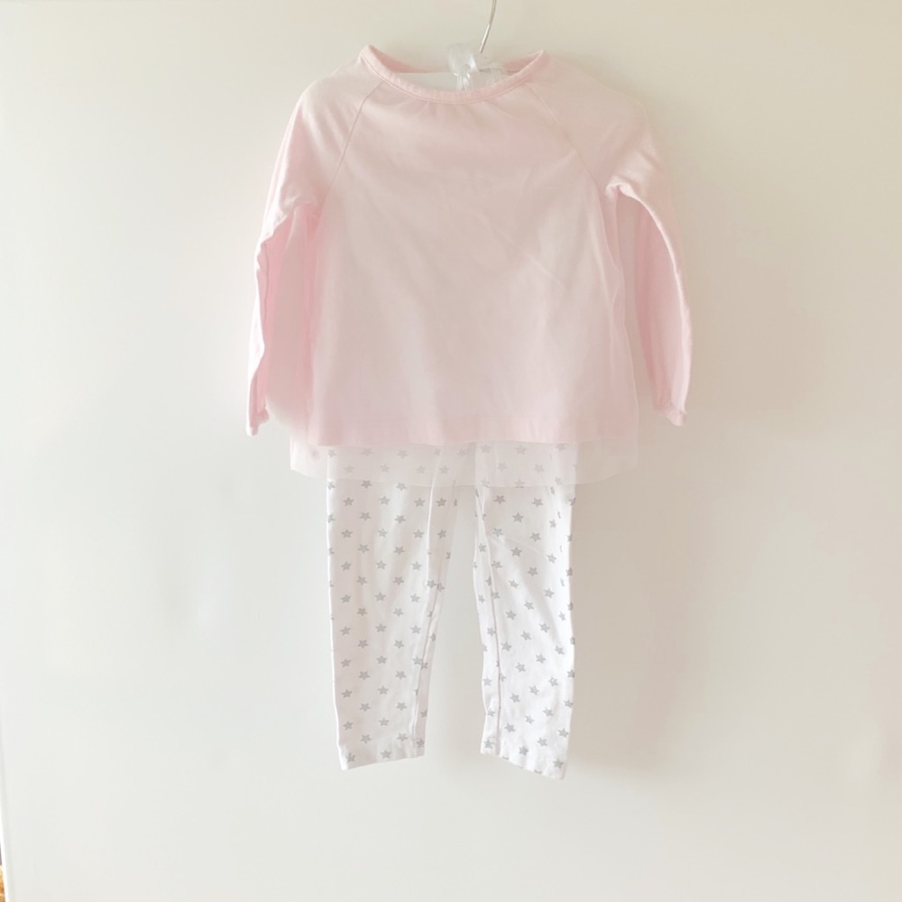 Carter’s pink sheer overlay top matching leggings